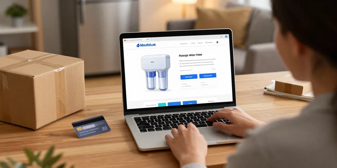 The Maxblue UKF8001 Refrigerator Water Filter featured in an online shopping setting for buyer's guide and e-commerce platform.