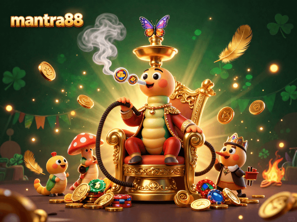 Experience thrilling gameplay with mantra88 in this vibrant, detailed illustration featuring slots and jackpot symbols.