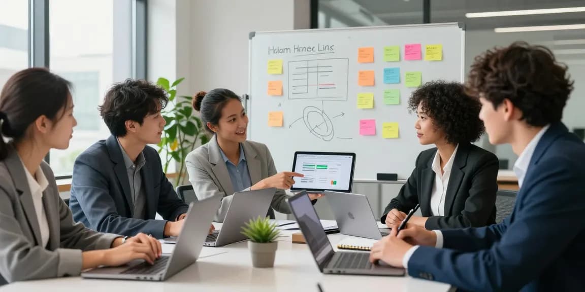 Boosting home page links for SEO through team collaboration in a modern office.