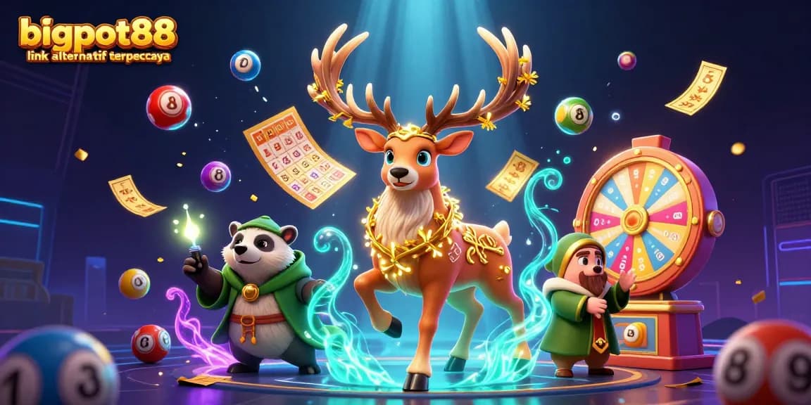 Engage with bigpot88 link alternatif terpercaya for thrilling online gaming action amid a magical cascade of neon lottery excitement.