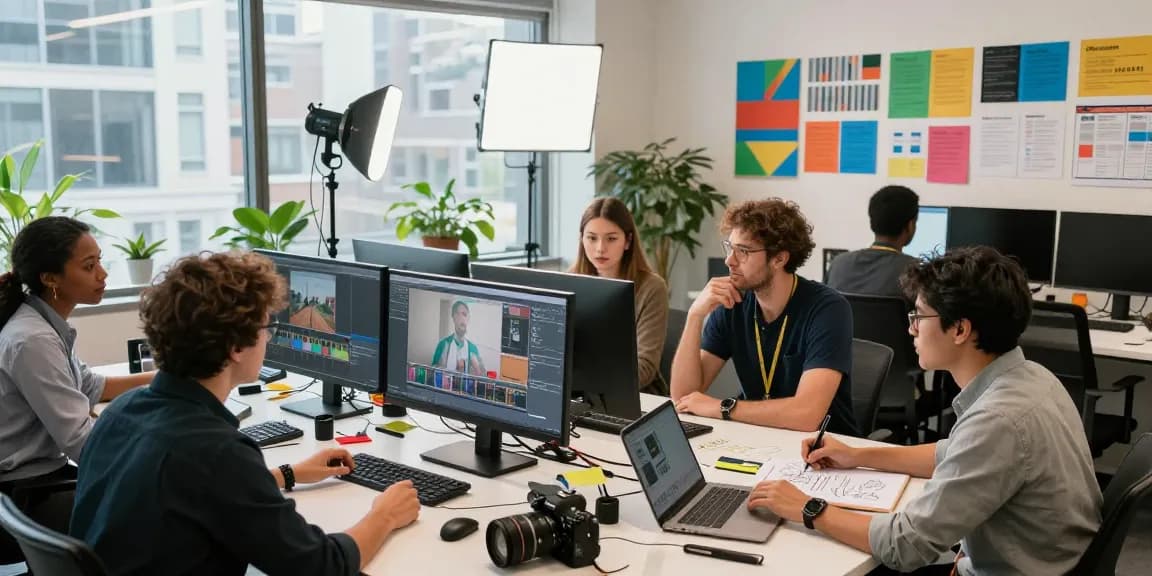 Vibrant team collaboration at Dreambox Studio creative workspace.