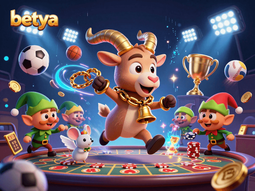 Betya's Krampus and mischievous elves create chaos in a festive sports betting casino.