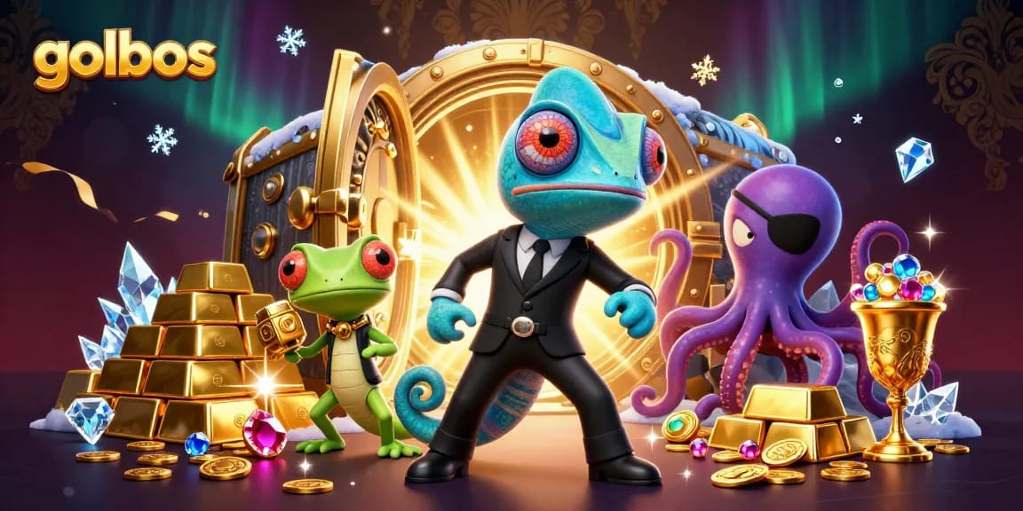 Experience thrilling betting action with golbos at a vibrant digital casino scene filled with treasures.