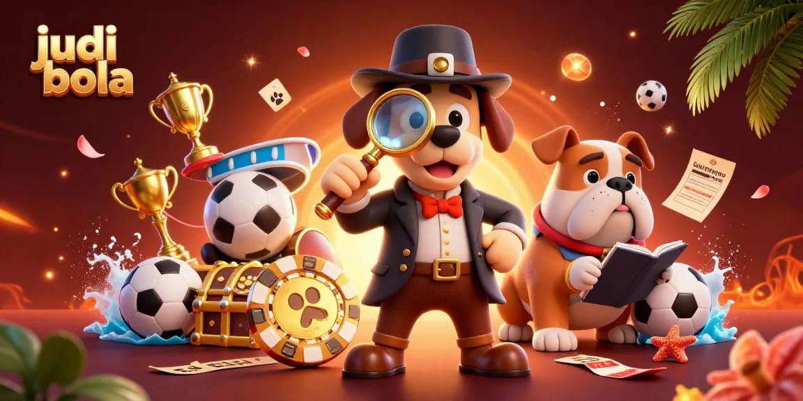 Experience thrilling judi bola action with cartoon detective uncovering sports betting clues.