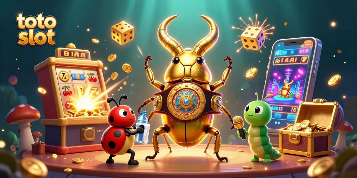 Experience thrilling jackpot action at toto slot with a golden stag beetle champion and dynamic gameplay elements.