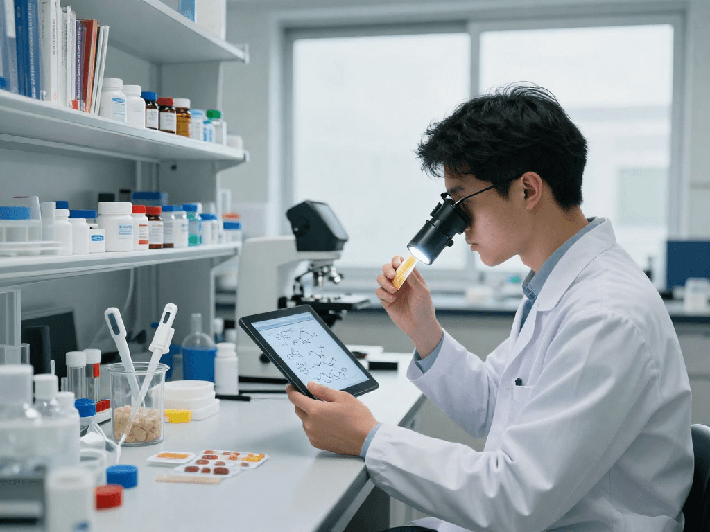 BPC 157 TB 500 Blend analyzed in a modern lab setting with buccal strips.