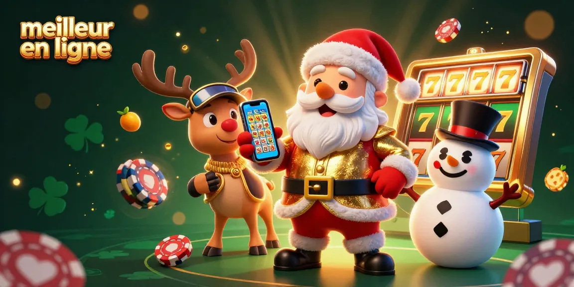 Vivez l'excitation festive au meilleur casino en ligne avec le Père Noël, son croupier renne et un bonhomme de neige en chapeau de jetons !
