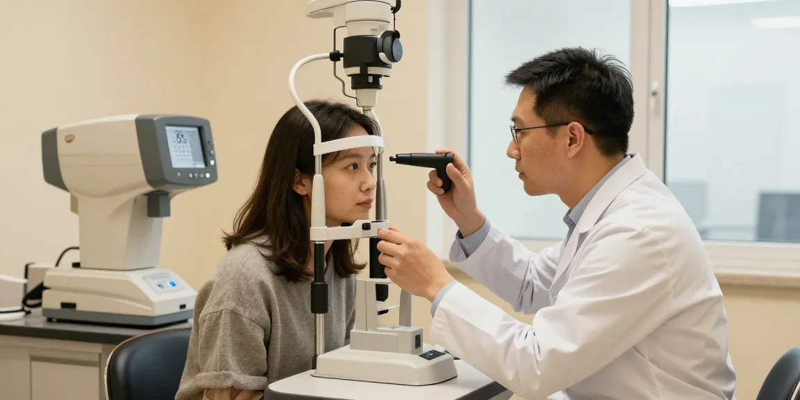 Detailed resource for eye care featuring advanced diagnostic equipment and patient examination at a modern clinic.