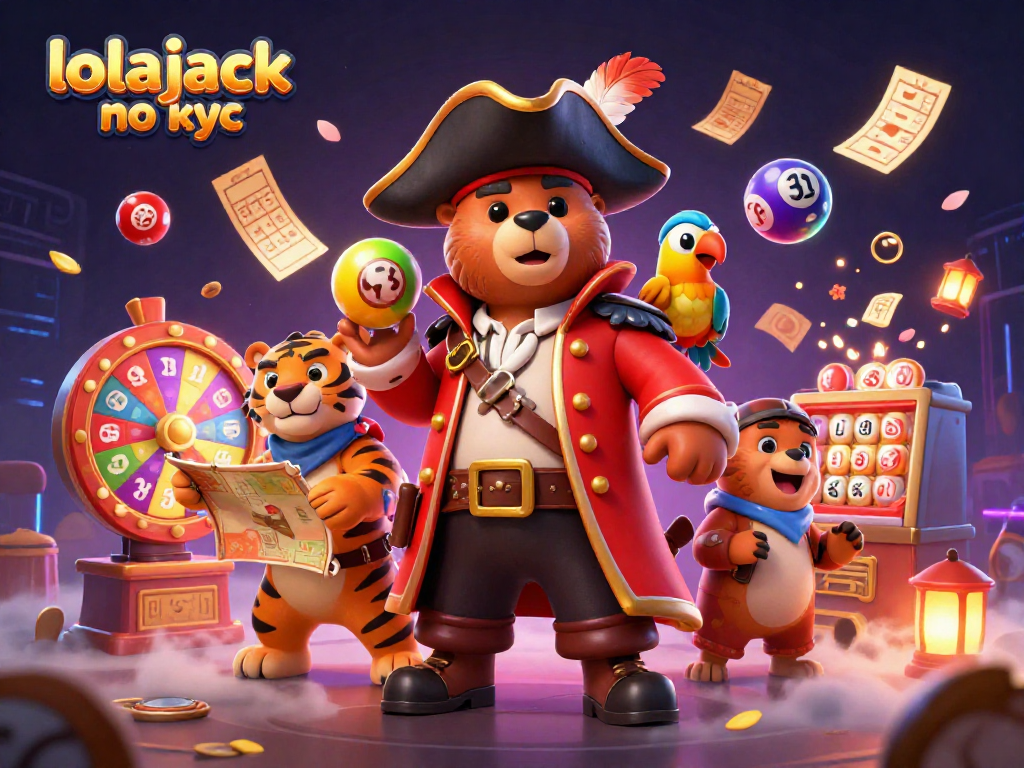 Experience thrilling moments with lolajack no kyc in this vibrant lottery-themed illustration filled with engaging characters and elements.