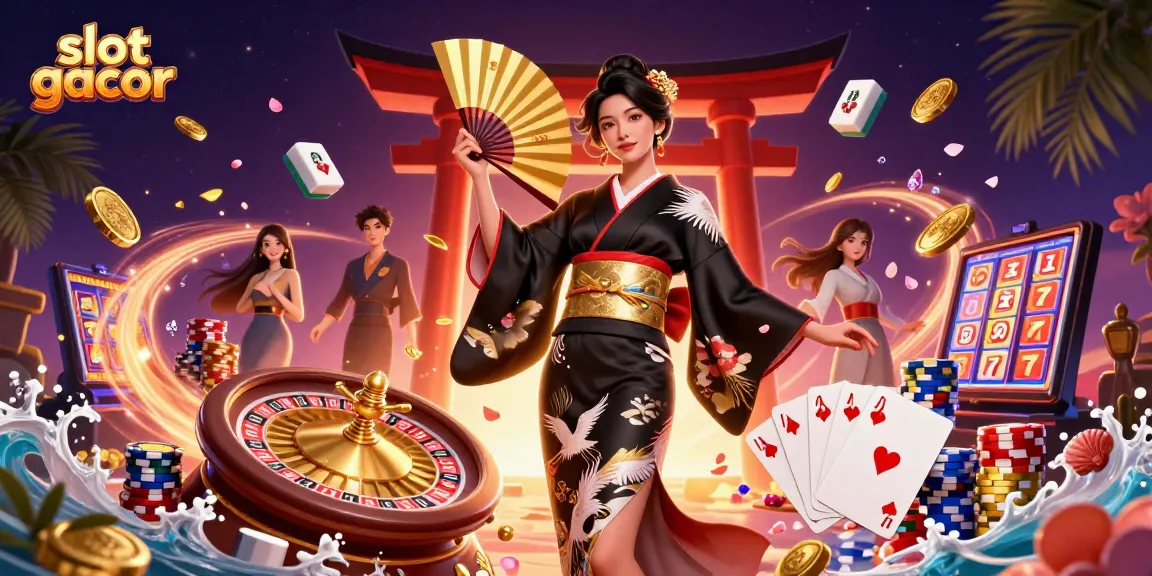 Engage with slot gacor in a vibrant casino illustration showcasing winning moments and dynamic gameplay.
