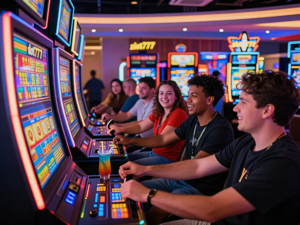 Pengalaman bermain slot777 yang seru di kasino dengan penari bahagia.