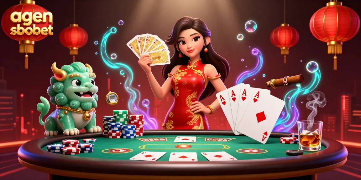 Experience the thrill of agen sbobet gaming with vibrant casino elements in a bustling scene.