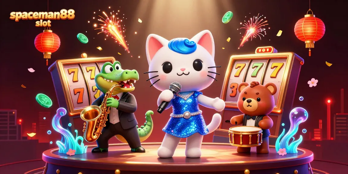 Spin and win with spaceman88 slot in vibrant casino illustration featuring entertaining characters.