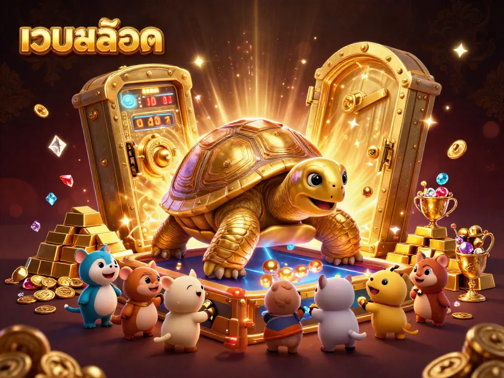 เพลิดเพลินกับ เว็บสล็อต ในภาพการ์ตูน 3D สุดหรู ที่มีเต่าทองคำขนาดใหญ่เล่นเกมส์