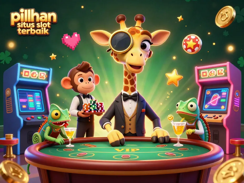 Permainan slot terbaik dalam ilustrasi 3D, menampilkan situs slot gacor dan suasana kasino yang menyenangkan.