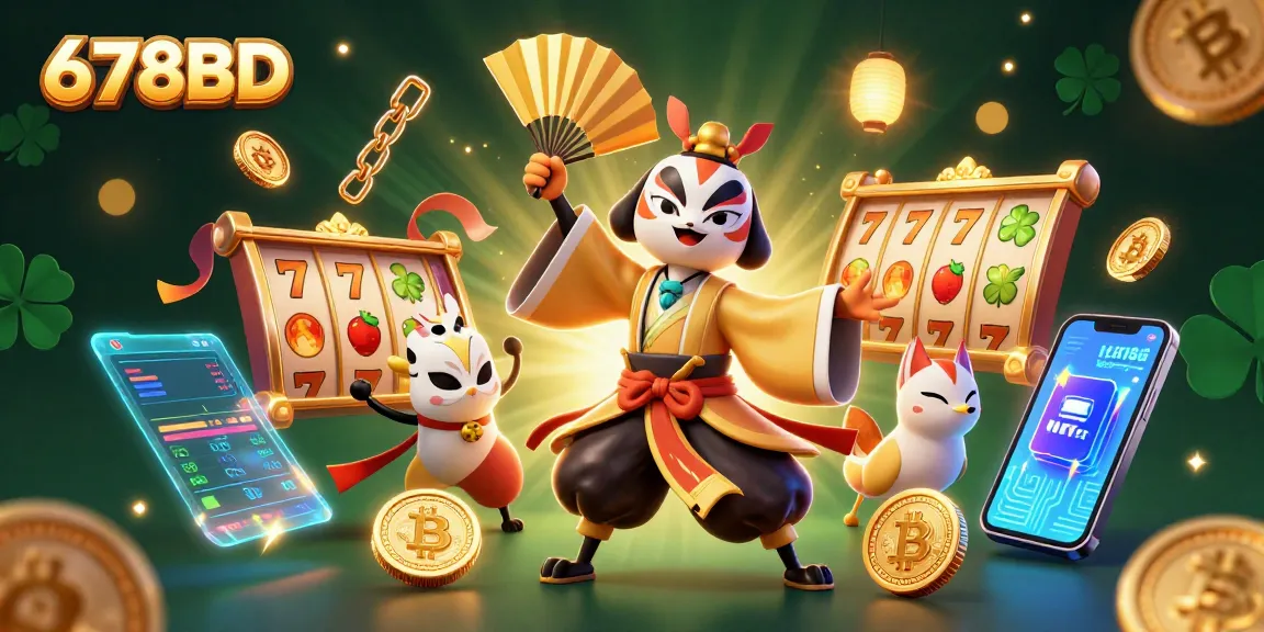 The 678BD online casino showcases dynamic scenes with vibrant slot reels and rich gaming elements.