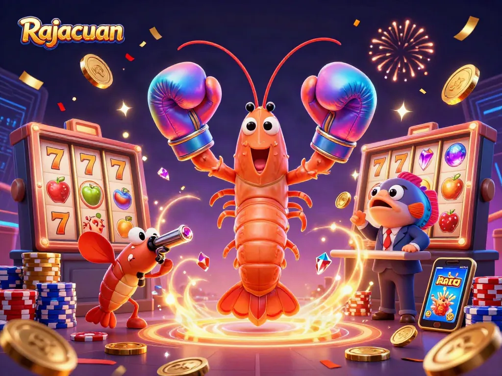 Experience the thrilling gameplay of Rajacuan's slot machines with cascading coins and exciting characters.