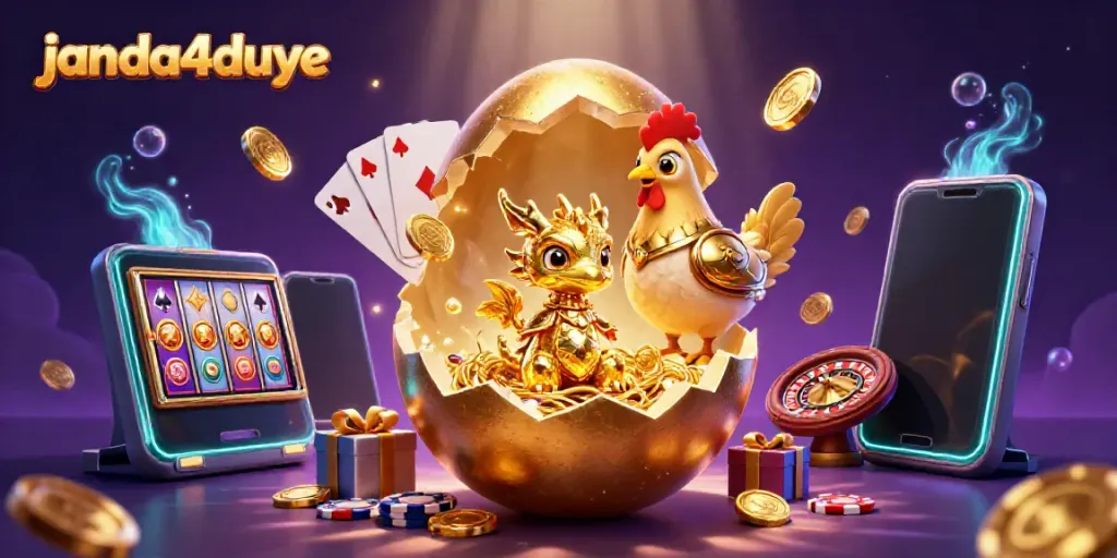 Menang saat bermain di janda4duye, anak naga emas muncul dari telur di atas tumpukan chip poker.