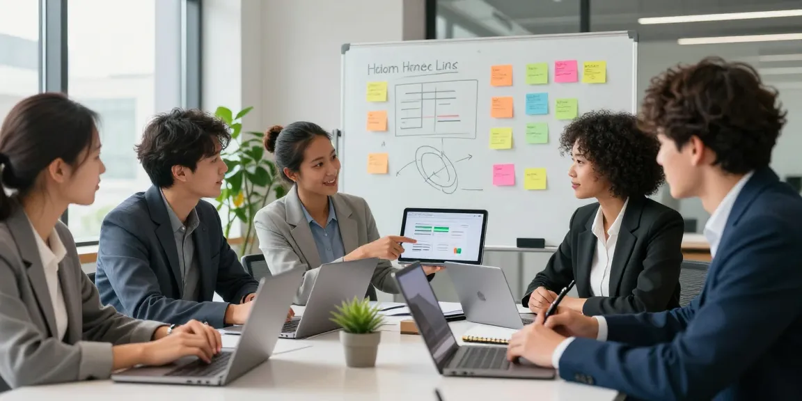 Boosting home page links for SEO through team collaboration in a modern office.