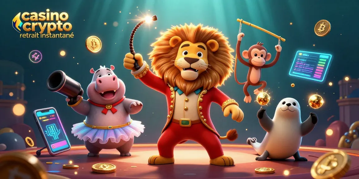 Engage with casino crypto retrait instantané through a dynamic scene showcasing lively cartoon characters celebrating crypto wins.