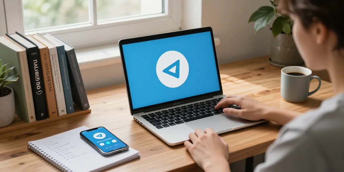 Accessing telegram china tips from a cozy home office with tech gadgets and a VPN setup.