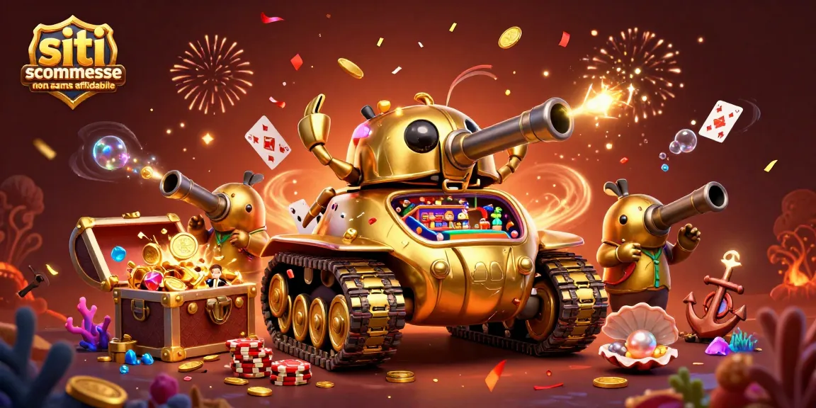 Siti scommesse non AAMS affidabili: Illustrazione 3D di un carrello d'oro con un casinò miniaturizzato e festoni di monetine e coriandoli.