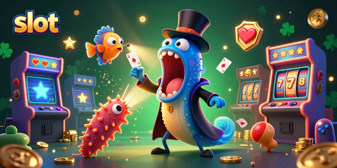 Spin the reels at this vibrant slot game with animated characters and casino elements.