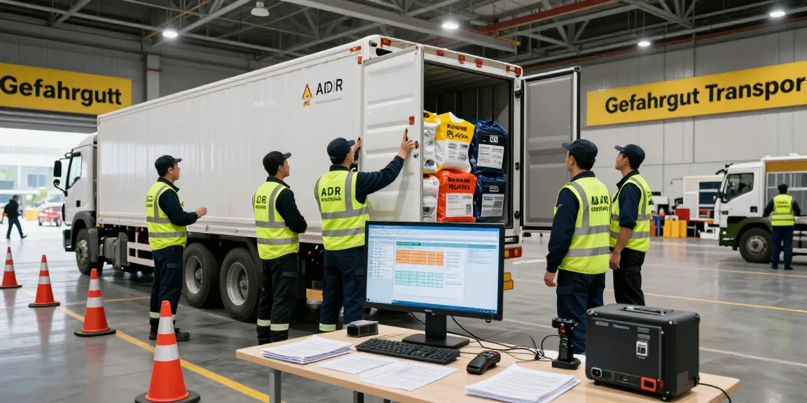 Gefahrguttransport Dortmund: Professionelles Team bei der Ladung von Gefahrgut in sicherem ADR-Transport.