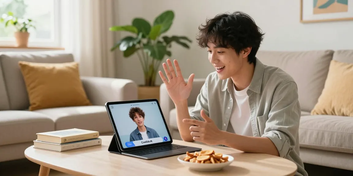 Engaging chat with CrushOn IA on a tablet in a cozy living room