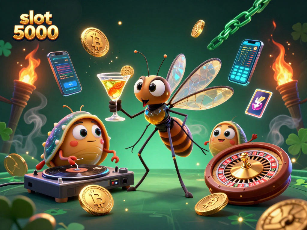 Spin for jackpots in the slot 5000 world with vibrant casino mascots and roulette wheels.