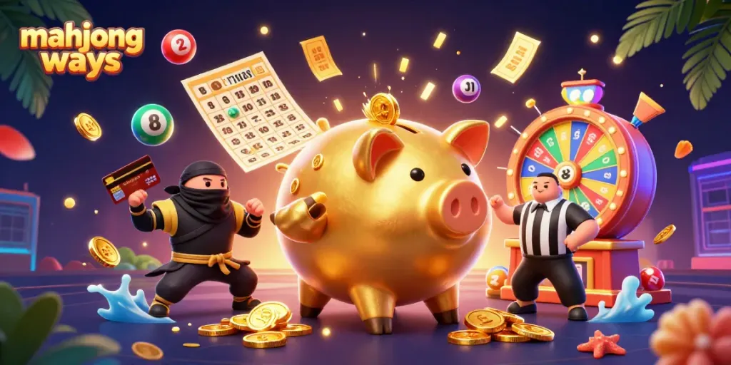Engage with mahjong ways through dynamic gaming elements and spirited characters in this vibrant scene.
