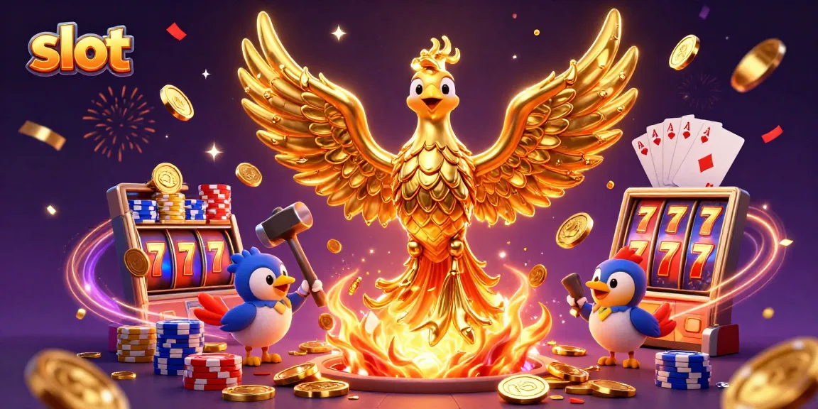 Menjalankan slot dengan tampilan menarik: slot yang melibatkan phoenix emas dan elemen kasino lainnya.