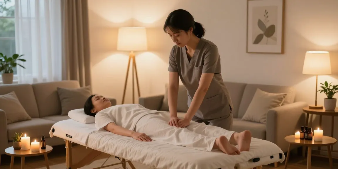 의정부출장안마 home massage setup with cozy atmosphere and relaxing elements for client comfort.