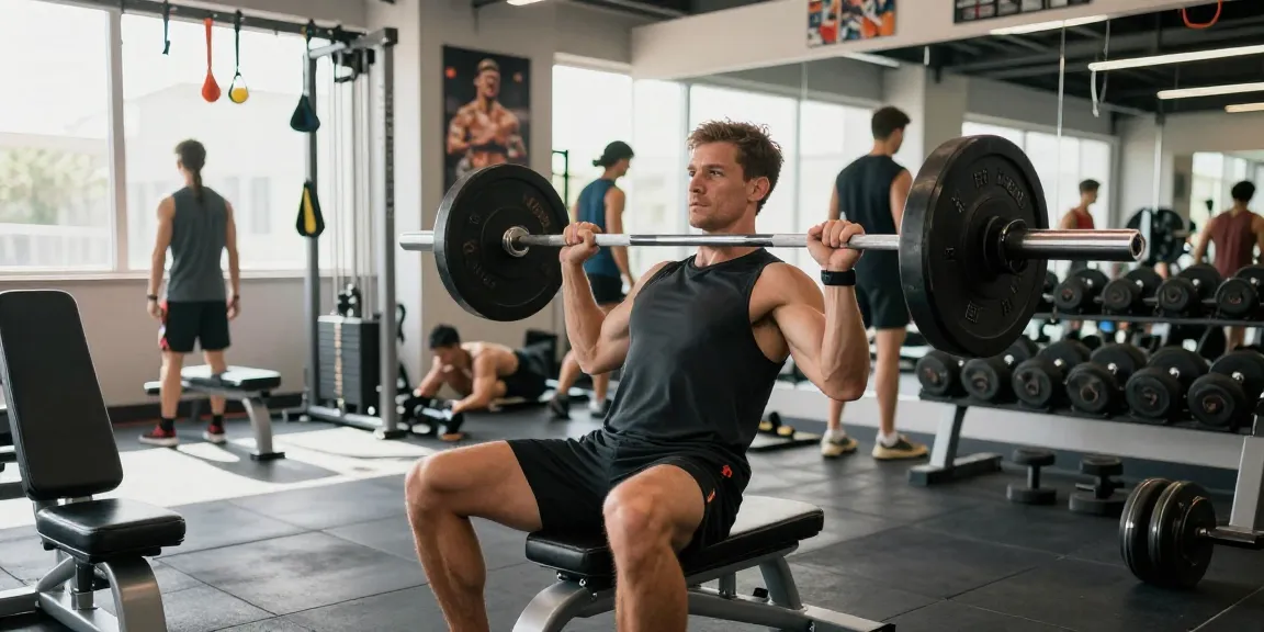 Driada Shop's fitness equipment scene showcasing a focused athlete training intensely in a lively gym.
