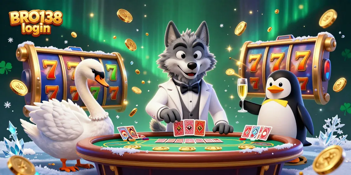 Experience the thrills of BRO138 login with a vibrant casino scene featuring iconic characters and rich gaming elements.
