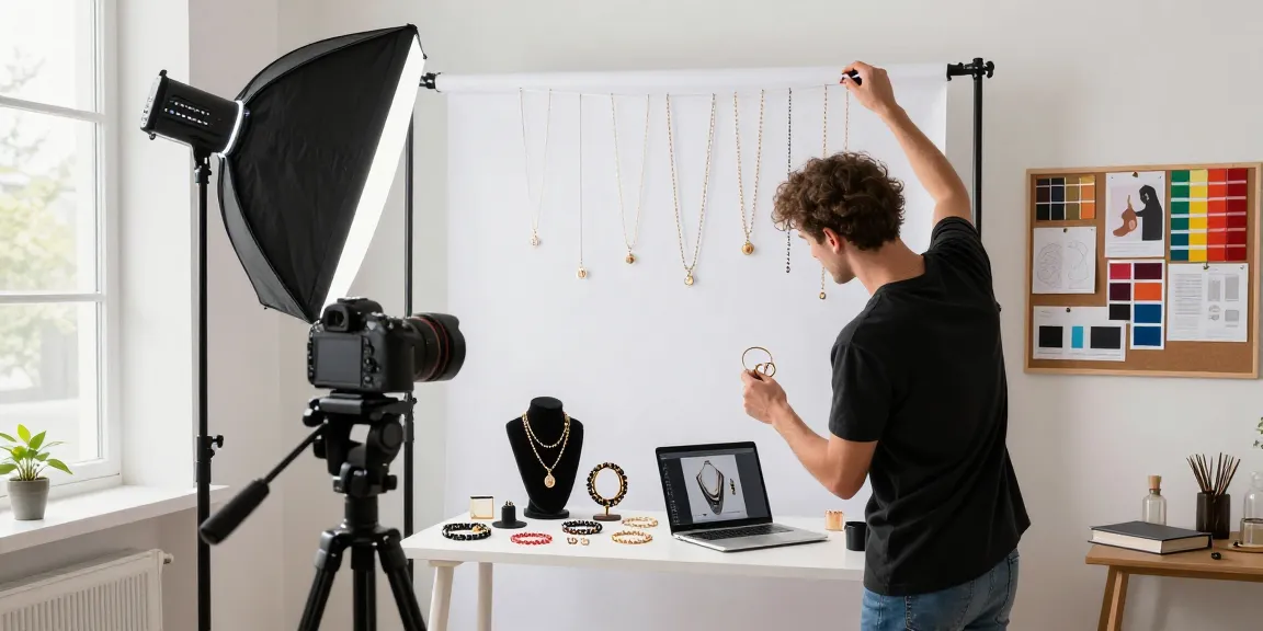 Fotografo ecommerce in studio che realizza immagini professionali per accessori moda.