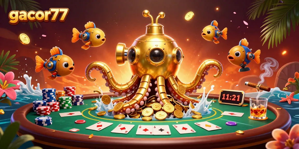 Gulungan slot gacor77 yang berputar dan menang di lautan koin emas yang berkilau.