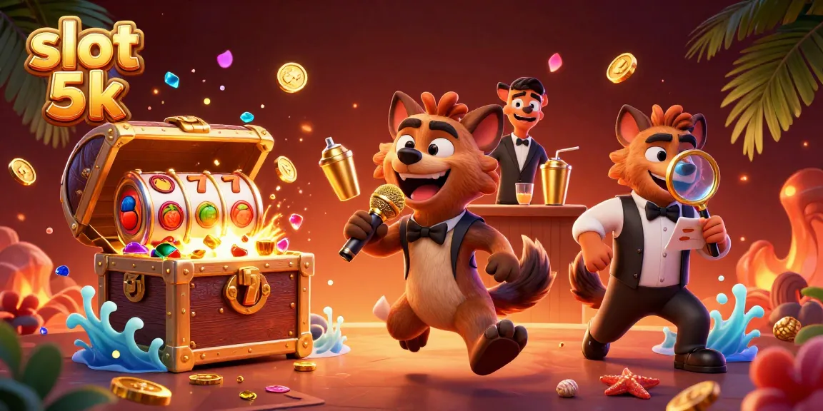 Join the slot 5k action with lively hyenas in a vibrant casino scene.