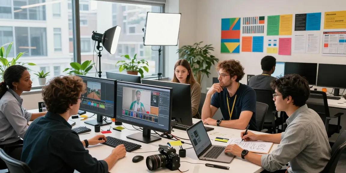 Vibrant team collaboration at Dreambox Studio creative workspace.