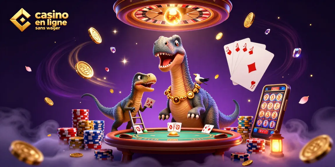 Venez découvrir le monde palpitant du casino en ligne sans wager avec ce visuel riche d'illustration.