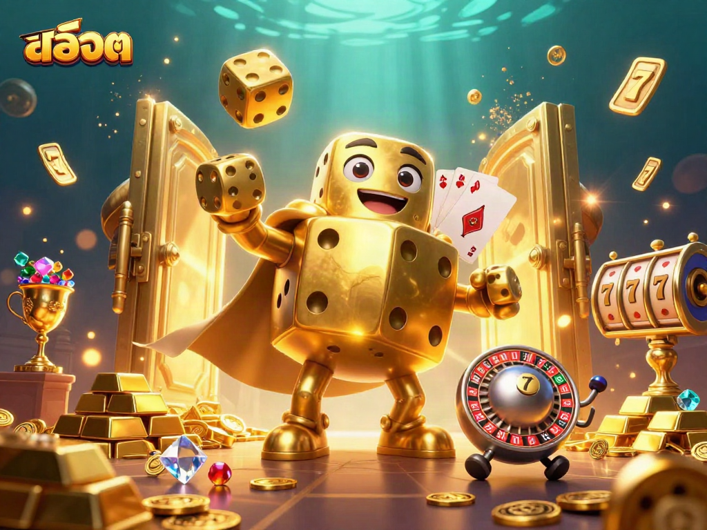 Experience massive golden dice and jackpot excitement with สล็อต in this vibrant casino scene.