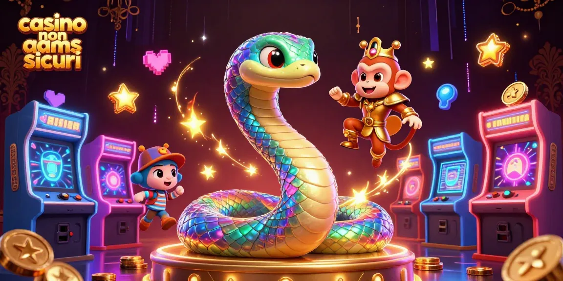 Potenzia il tuo gioco nei casino non aams sicuri con macchinette arcade colorate e personaggi vivaci.