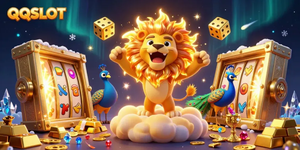 Experience thrilling QQSLOT action with roars, slot excitement, and dazzling treasures.