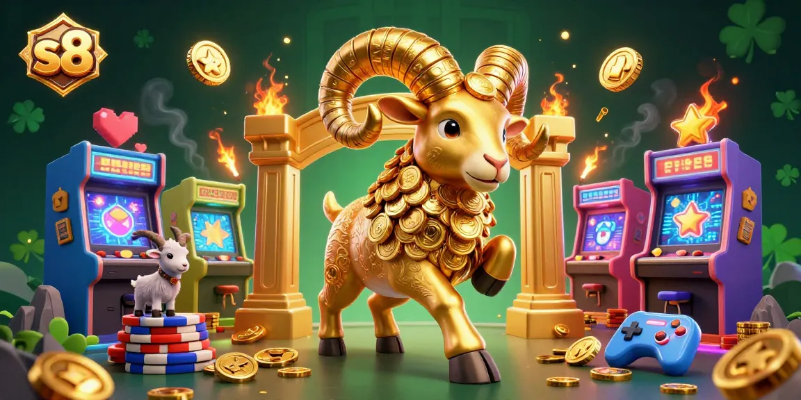 Experience thrilling casino action with S8 as a golden ram charges through a vibrant gaming scene.