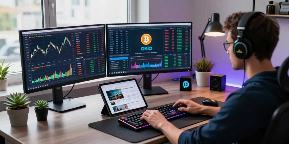 Oklo stock analysis in a professional crypto trading setup with dynamic charts and tools.