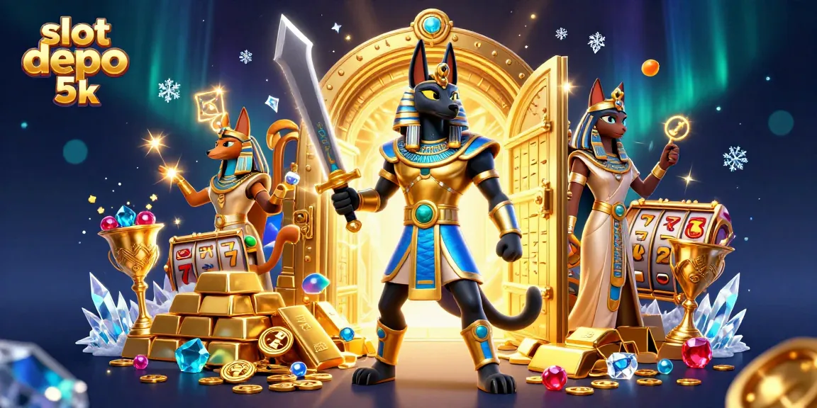 Experience wins at slot depo 5k with Anubis and Bastet amidst treasures and jackpots.
