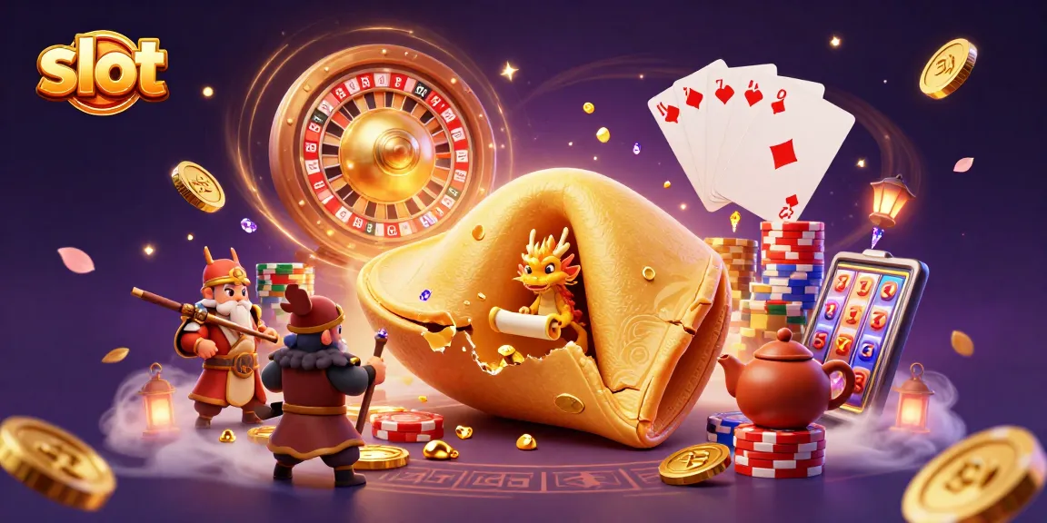 Engage with dynamic slot action amidst a colorful casino scene featuring golden fortunes and gaming excitement.