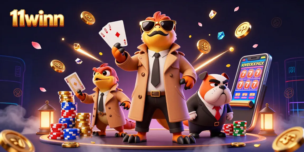 Experience high-stakes fun with 11winn as raptors deceive a casino bouncer in a vibrant 3D scene.