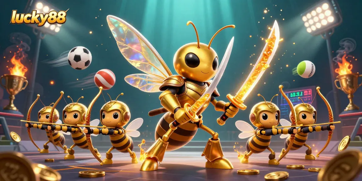 Experience lucky88's thrilling betting action with vibrant 3D characters and sports elements.