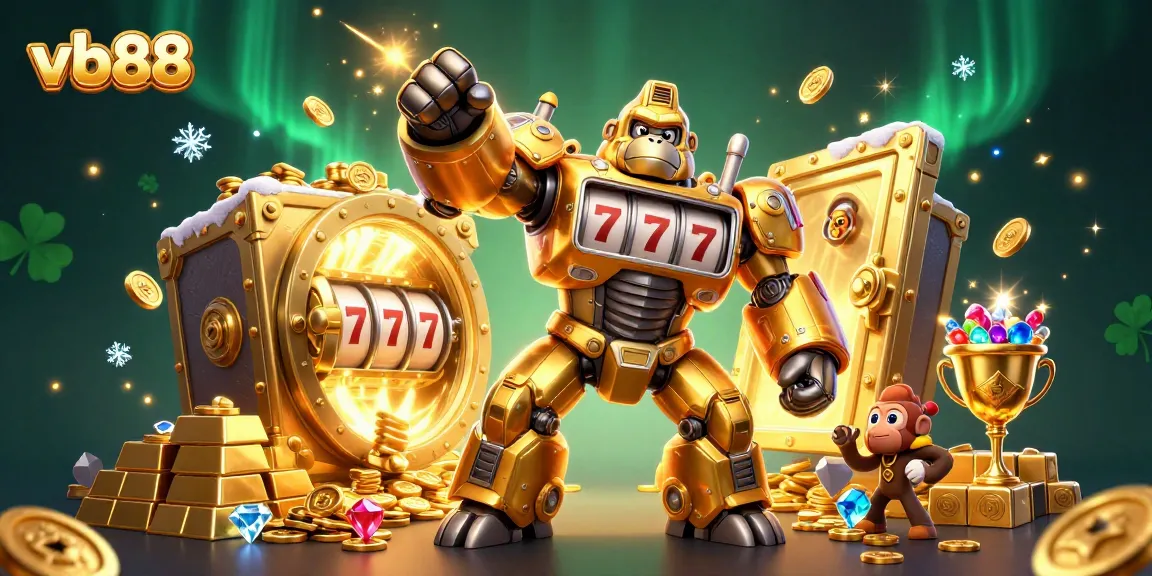 Experience the thrill of vb88 slots with our vibrant gaming illustration featuring a gorilla mech.